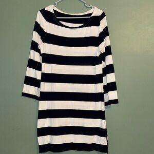 J.crew Zipper Detail Navy and White Striped Boatneck Nautical Tunic Dress Medium